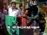 Pakistan flag burnt in Ahmedabad Gujarat India to protest Aagainst Mumbai terror attacks