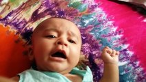 4 month old baby stops crying infront of camera