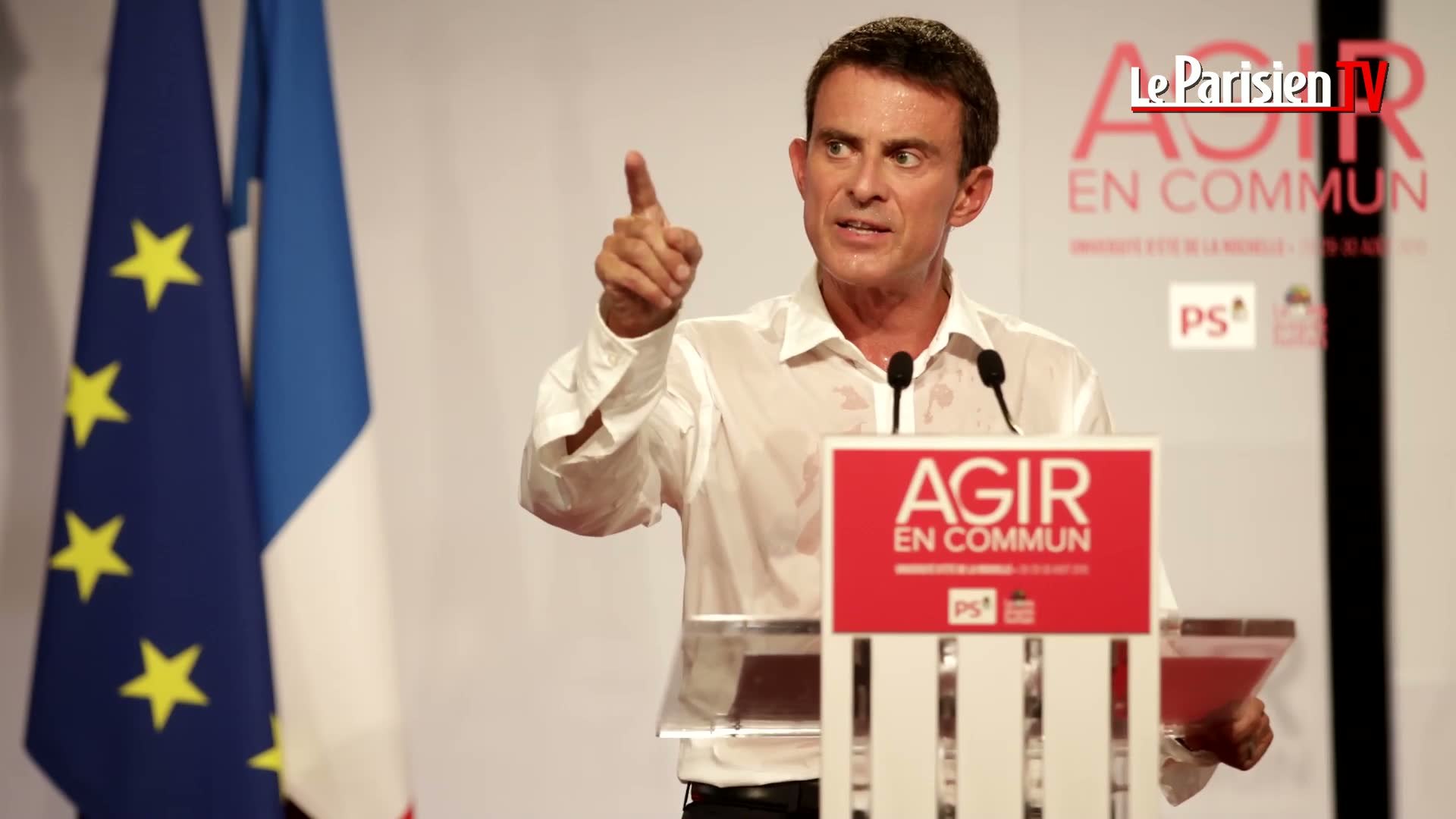 Valls mouille la chemise à la Rochelle - Vidéo Dailymotion