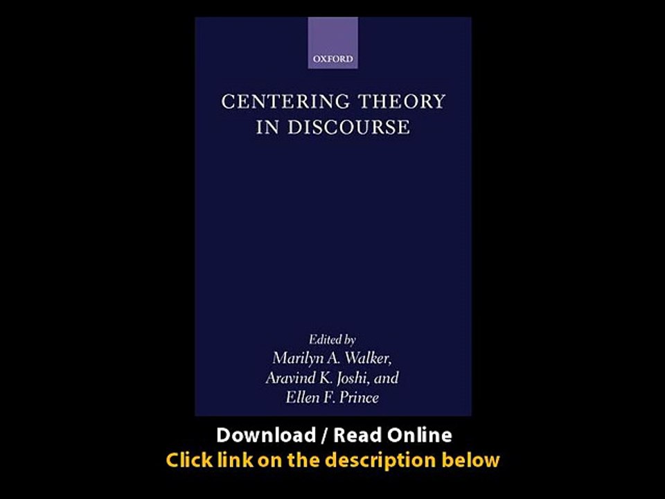 Download PDF Centering Theory in Discourse