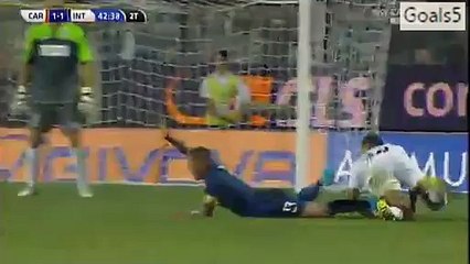 Stevan Jovetic 2 nd  Goal Carpi 1 - 2 Inter Milan Serie A 30-8-2015