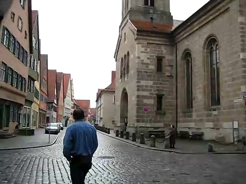 Church bells ring in Dinklesbuhl Germany
