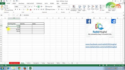 Edate Formula - Ms Excel 2013