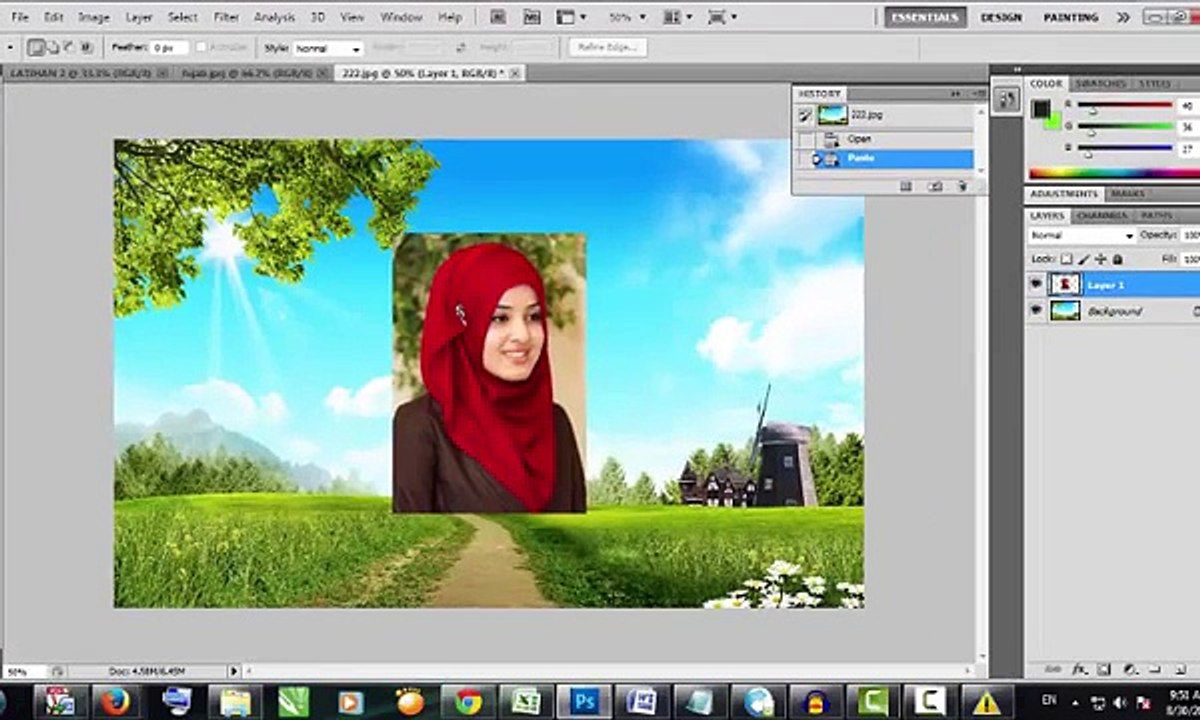 TUTORIAL ADOBE PHOTOSHOP # 2 [ Cara Merubah begroun gambar]