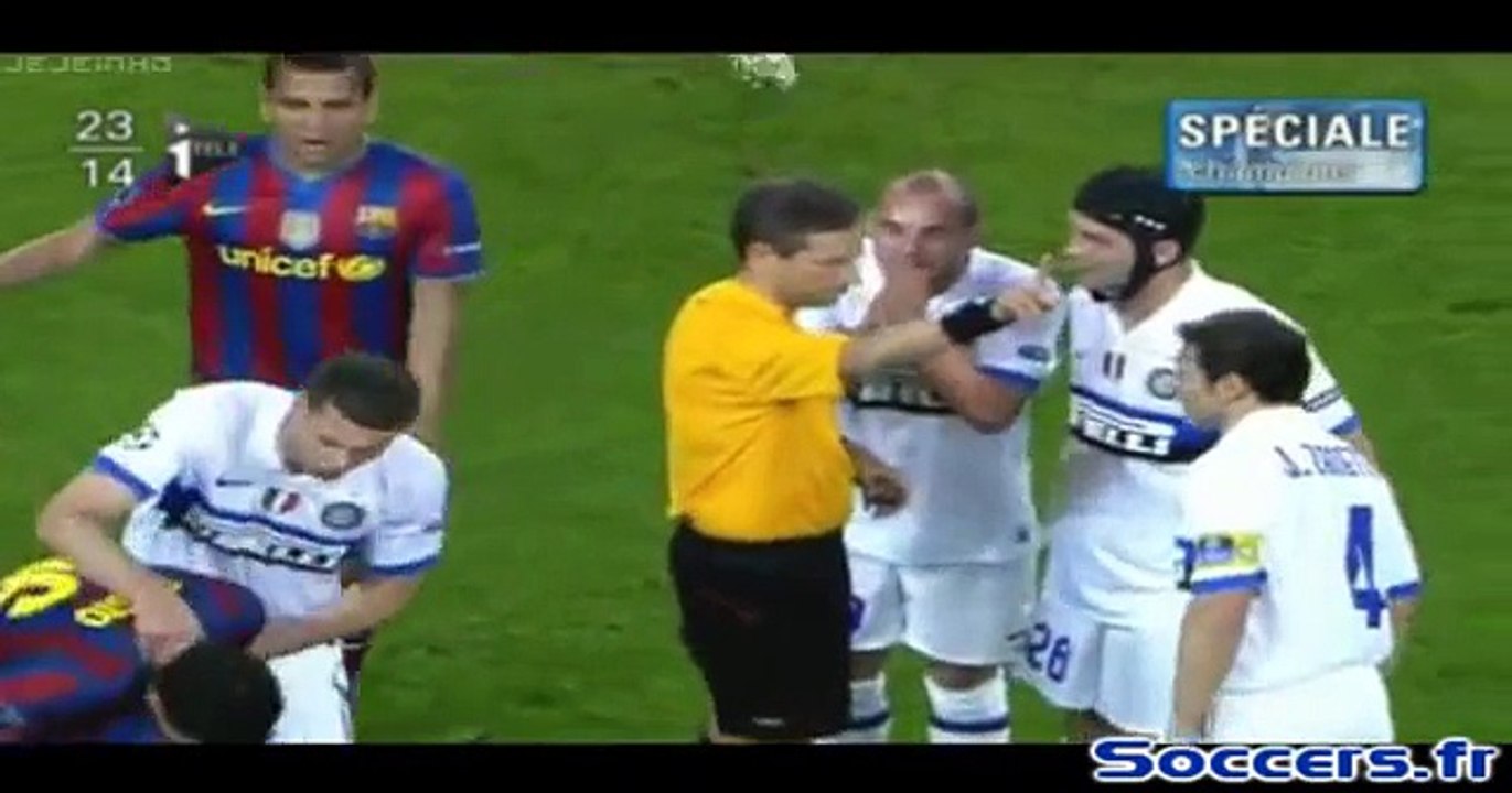 Barcelone 1-0 Inter Milan, demi finale retour CL (28-04-10) + interviews de Maicon.