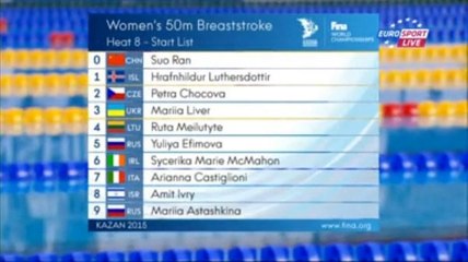 Séries 50m brasse F - ChM 2015 natation