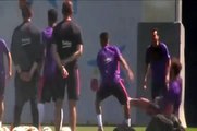 Neymar take down Piqué at FC Barcelona training Funny l 2015