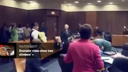 Dramatic footage shows grieving dad attack his three-year-old daughter's killer in court