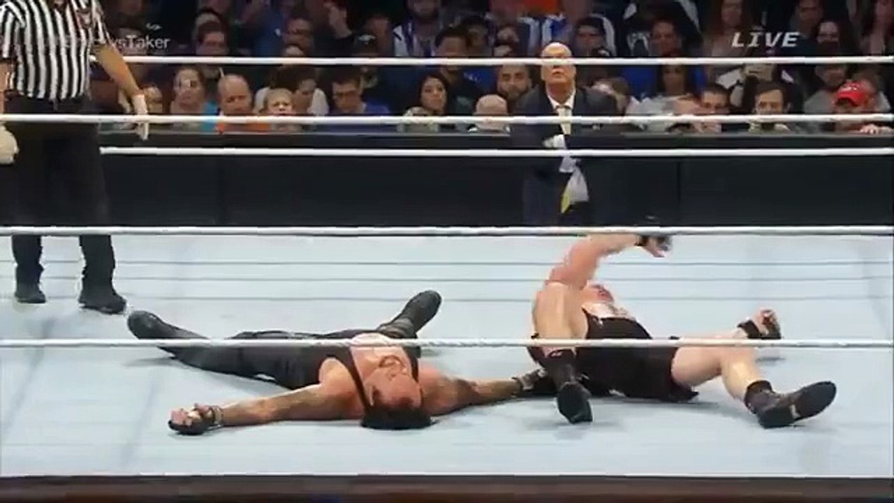 Undertaker creepy laugh at brock lesnar summerslam 2015