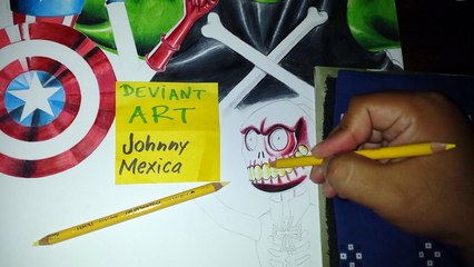 Red skull Crossbones and Captain America body art