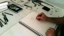 Psylocke ink illustration timelapse video art of drawing