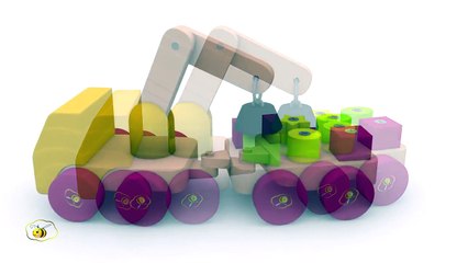 Английский для малышей. Автокран. Trucks for children. Learn shapes for kids toddlers.