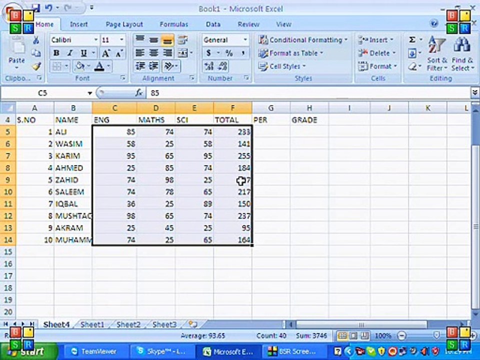 How to make marks sheet in MS Excel Tutorial Urdu/Hindi Part 3