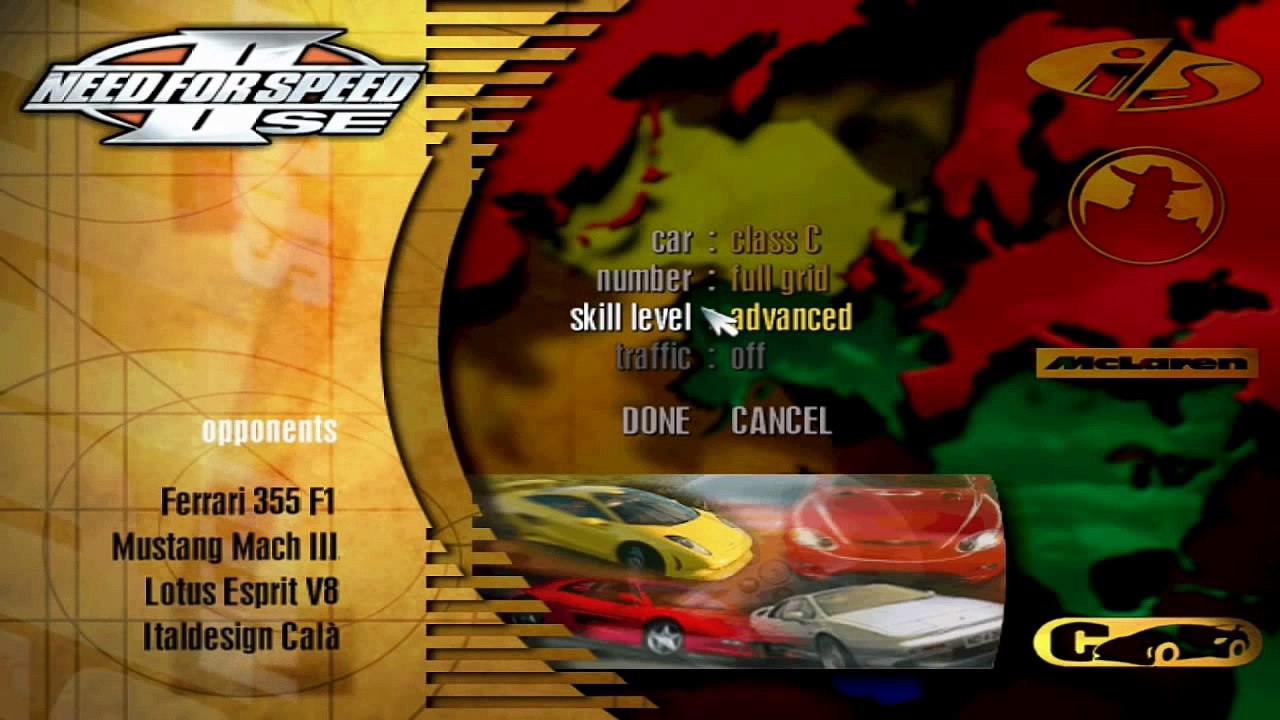 Need for Speed II SE - Menu Tour