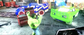 Hulk with his Green Lightning McQueen Cars! & The Amazing Spider-Man with his Spiderman McQueen Car