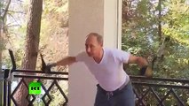 Putin flexing its muscles in a gym