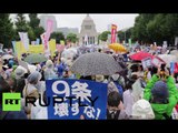 Massive rally in Tokyo against new Japan's military presence law