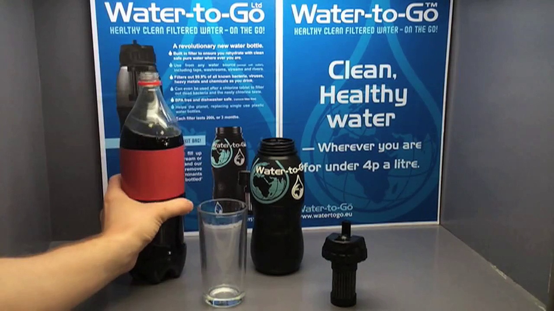 Cola into Water with a Water-to-Go filtered water bottle