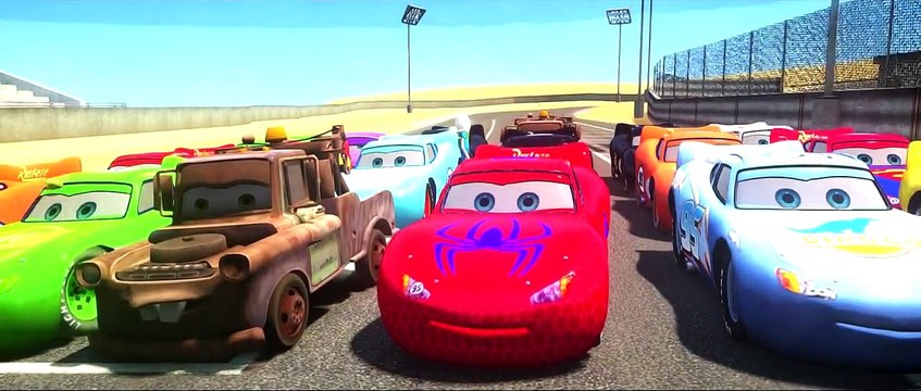 16 Disney Pixar Cars Lightning Mcqueen race with Rayo Dinoco Spiderman Macqueen Mater Batman Hulk