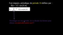 Intégrale sur [-pi ; pi] de f(t)cos(nt) avec f impaire et 2-pi périodique