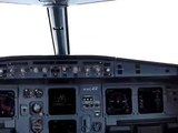 Airbus approach and landing Cockpit View.