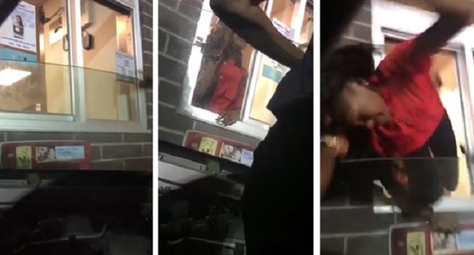 Elle se fait tirer par les cheveux dans un Drive