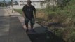 Calçada leva pedestres cegos ao precipício em Palhoça