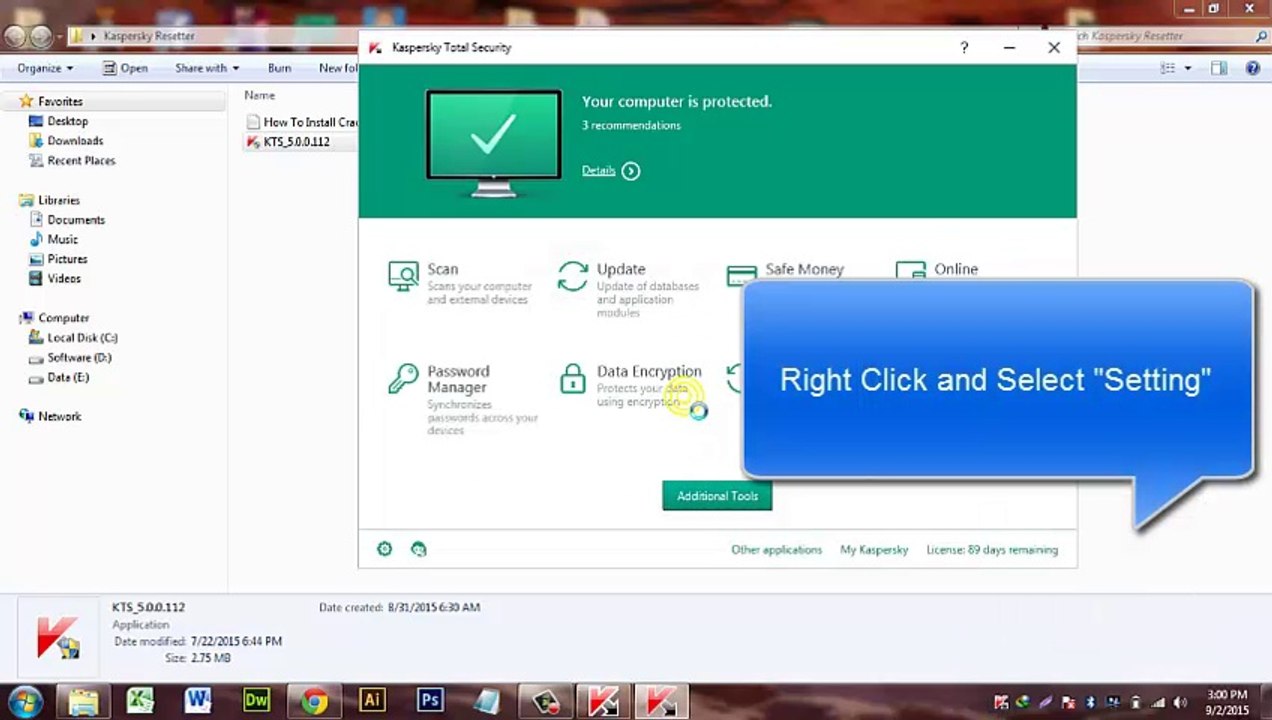 Kaspersky Total Security 2016 with 3 Months License Key