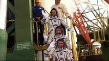 [ISS] Soyuz TMA-18M Crew Suit Up & Board Rocket for Spaceflight to ISS