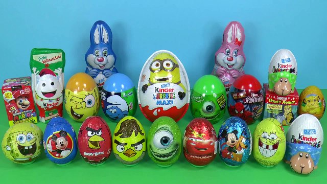 Van television - 33 Surprise Eggs Kinder Surprise Spongebob Mickey Mouse Disney Pixar Cars Eggs