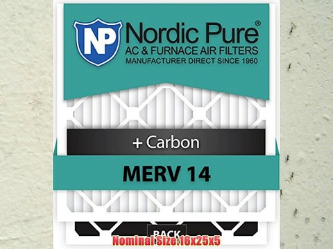 16x25x5 Honeywell Replacement MERV 14 Plus Carbon AC Furnace Air Filters Qty 4