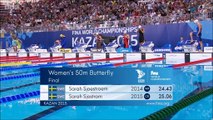 50m papillon F (finale) - ChM 2015 natation, Sjöström en 24.96