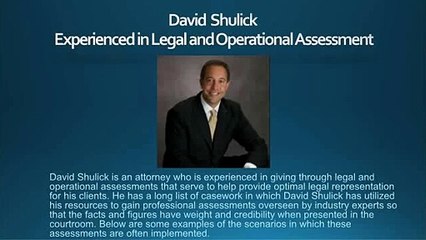 David Shulick - Experienced in Legal and Operational Assessment