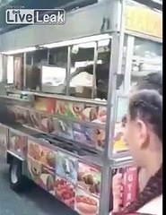 Thugs attack food cart and vendor for no reason