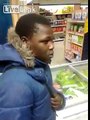 Black Kid begs shop keeper not to tell cops he's been stealing.