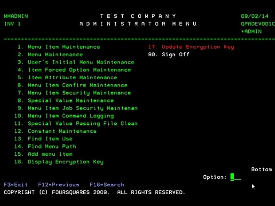 Create a menu using MENUi on the IBM AS400
