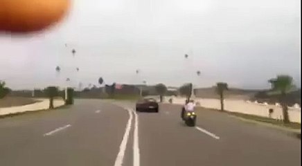 Car flips  over after driver lost control (volume warning)