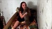 Russian girl licks cat