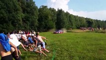Spectators Almost Hit By Rally Car