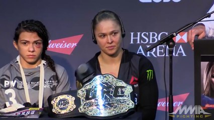 American fighter Rousey tells Brazilain Big Mouth Corriea "shhh, dont cry" after humiliating her in front of her own people after 34 second KTFO! LO