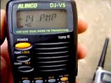 Alinco dj v5 test PTT  Audiovox GMRS 1535