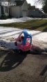 Don't Drink And Drive-Young Girl With Drink In Hand Hits Snow Mound