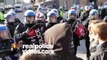 4K UHD - Riot police shooting pepper spray towards protesters and in camera