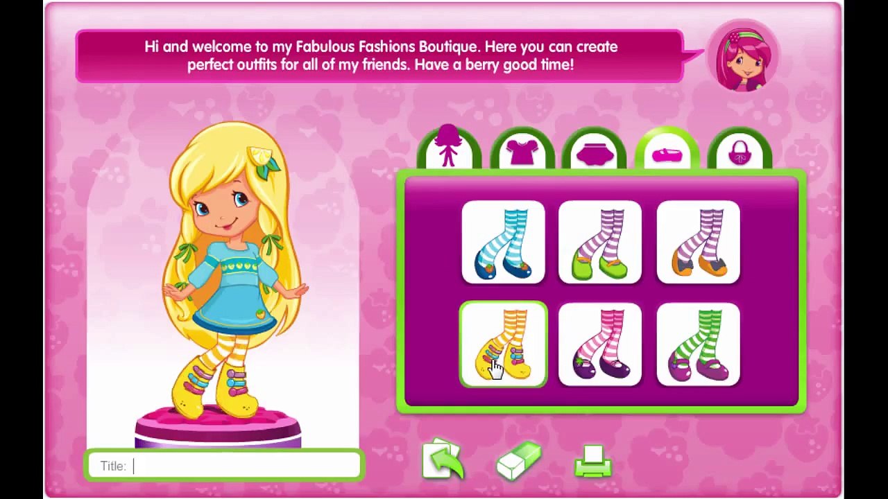 Strawberry Shortcake Cartoon Animation Fresh Fashions Boutique Game Play Walkthrough