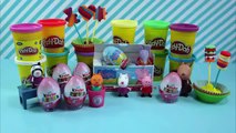 Peppa pig surprise eggs Play doh CANS Lollipops Kinder PUZZLE SURPRISE Play doh cans videos