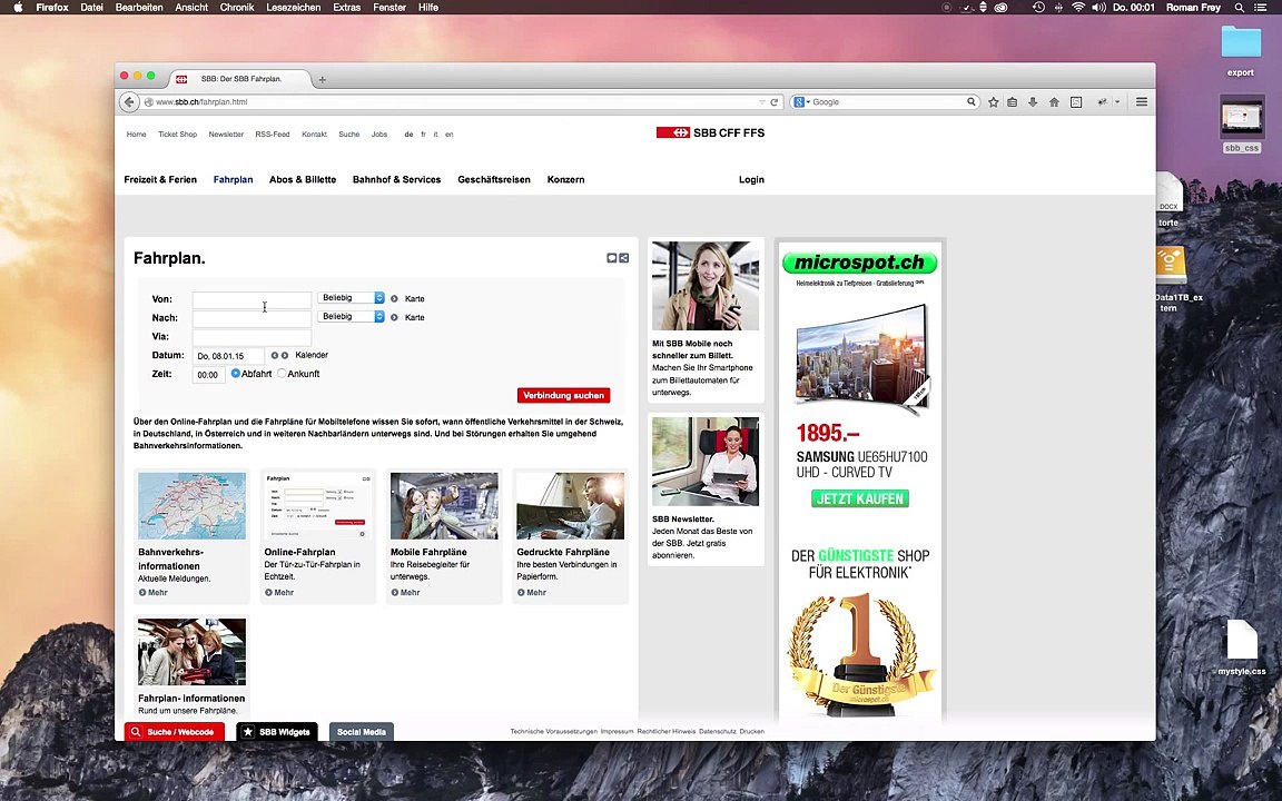 Reisebegleiter drucken im SBBFahrplan