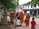 Monks collecting morning alms in Luang Prabang