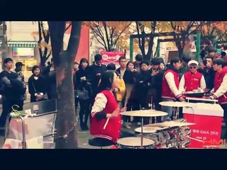 Beautiful Korean Girl Play Drummer