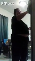 Fat Woman Dancing In The Kitchen With An Unhappy Ending