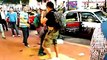 ninja vs kungfu taxi que jumping fight in HongKong with dramatic music